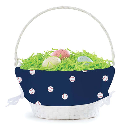 Personalized Planet Personalized Baseball Easter Egg Basket with Handle and Custom Name | Blue Easter Basket Liners