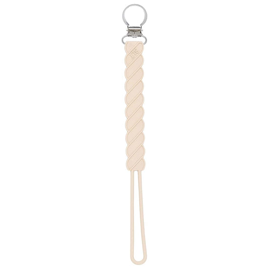 Three Little Tots All Silicone Modern, Short and Safety Tested Pacifier Clip (Tan, Twist)