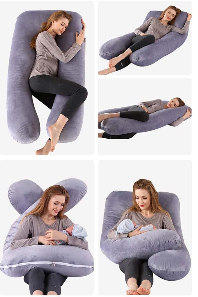 ZYYWX U-Shaped Pregnancy Pillow In Gray, Full Body Maternity Support (photo 4)