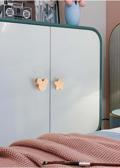 Pilyon Wooden Door Knobs 2 Pack Cartoon Animal Handles