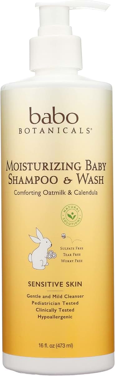 Babo Botanicals Organic Moisturizing Shampoo and Wash for Babies, 16 Ounce