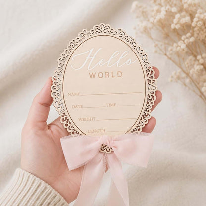 Nishiduong Wooden Hello World Baby Announcement Sign (photo 2)