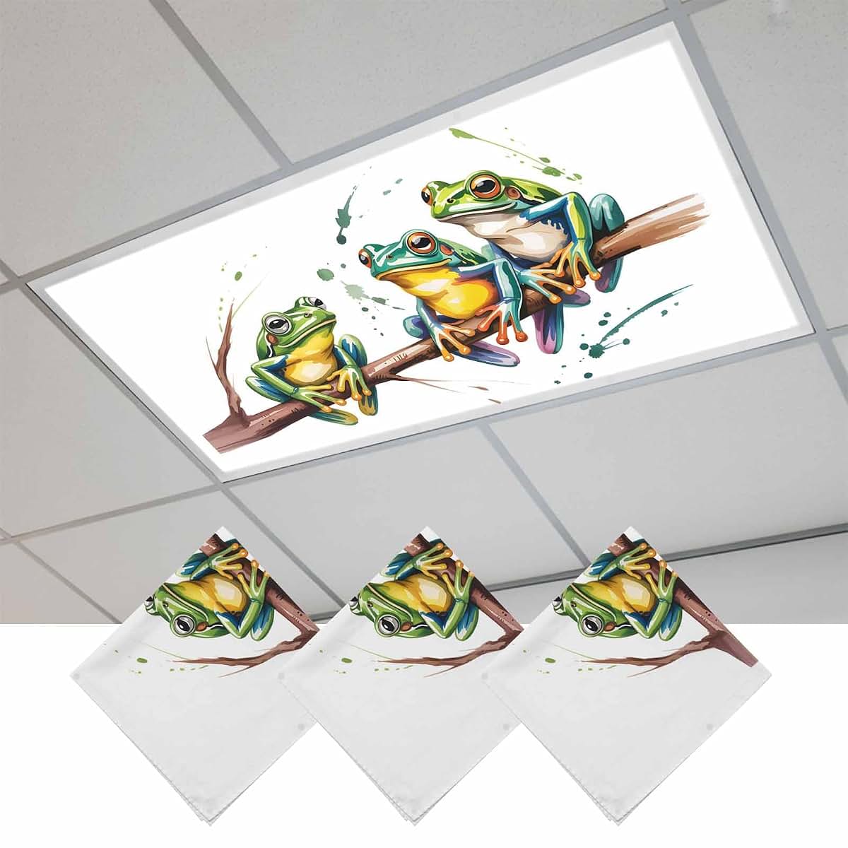 Watercolor Frog Fluorescent Light Covers for Ceiling Fixtures