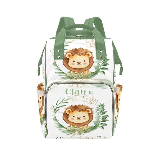 NZOOHY Greenery Leaves Lion Personalized Diaper Bag,Custom Name Diaper Backpack Mommy Nursing Bag for Baby Boy Girl