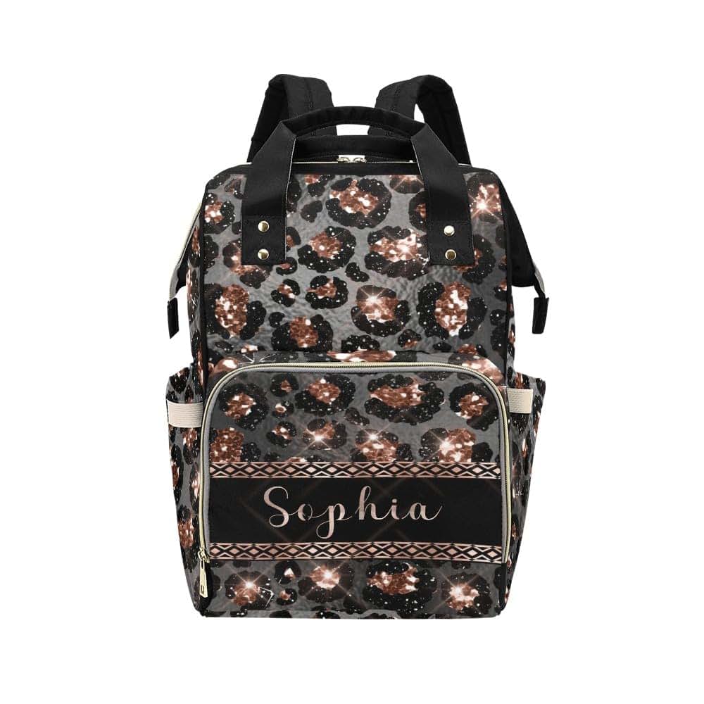 YallLocoMo Personalized Diaper Bag Backpack Gift Leopard Rose Gold Glitter1 Ultimate Nappy Bag: Spacious, Waterproof &