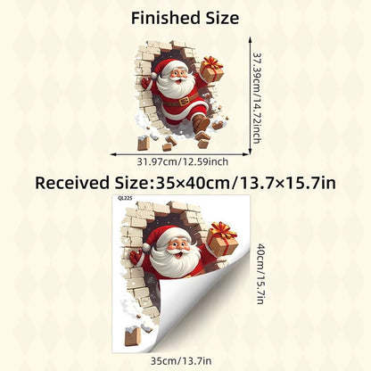 BabyOneStop Santa Claus 3D Wall Decals, Christmas Brick Wall Decoration