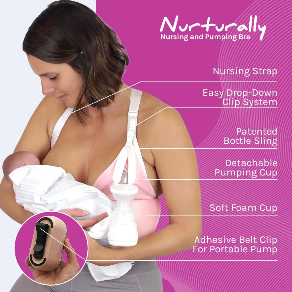 Chrome Cherry Nurturally Nursing and Pumping Bra, Adjustable Breast Pump Bra, Non-Wired Pumping Bra Hands Free, High (photo 2)