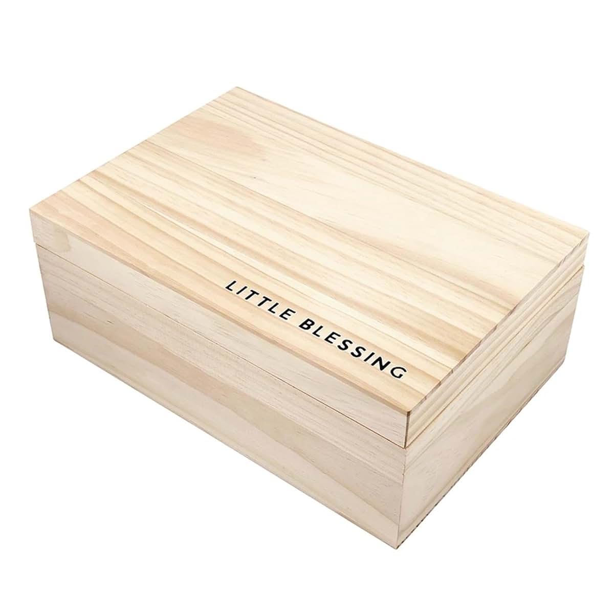 Stephan Baby Keepsake Box Pine Wood Memory Storage Case for Baby Keepsakes Gift 9" x 13", Little Blessing (photo 3)