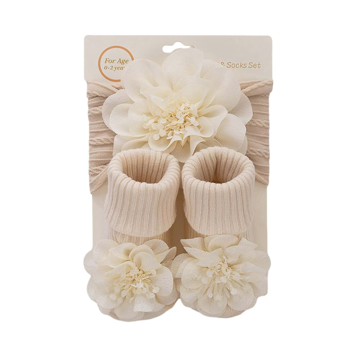 Alksubbm Flower Hairband Ankle Socks Gifts Set Headwear Antiskid Floor Elegant 0-1Y Infant Accessories Headband and Set