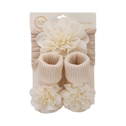 Alksubbm Flower Hairband Ankle Socks Gifts Set Headwear Antiskid Floor Elegant 0-1Y Infant Accessories Headband and Set