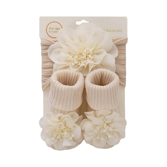 Alksubbm Flower Hairband Ankle Socks Gifts Set Headwear Antiskid Floor Elegant 0-1Y Infant Accessories Headband and Set