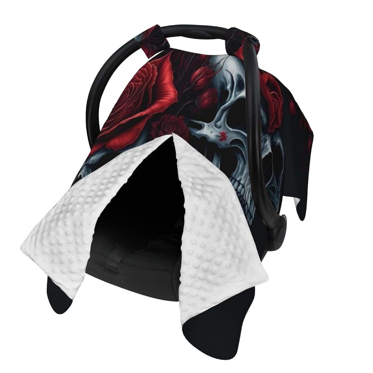 CAYKWVZ Red Roses Skull Baby Car Seat Canopy Cover Multi Use Shower Gift, Nursing Cover for Mom Nursing Covers, Bow