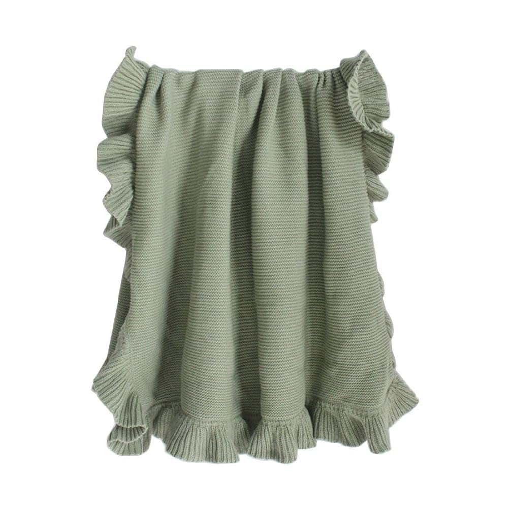 Woedpez Ruffle Edge Knitted Wrap Blanket for Infants