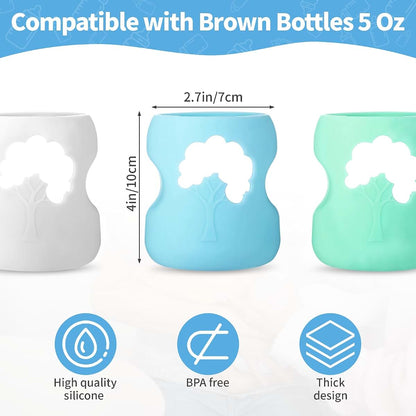 EeYahYong 3 Pack Silicone Sleeve for Dr. Brown Natural Glass Baby Bottles, Anti-Shatter Baby Bottle Holder, Compatible (photo 2)