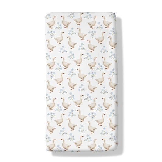 Vintage Geese Boho Floral Fitted Crib Sheets for Standard Crib Mattress