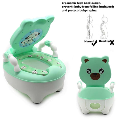XKMT- Baby Kids Portable Green Bear Portable Potty Training Toilet Seat With Pad Toddler Lovely Toilet Comfortable Soft (photo 4)