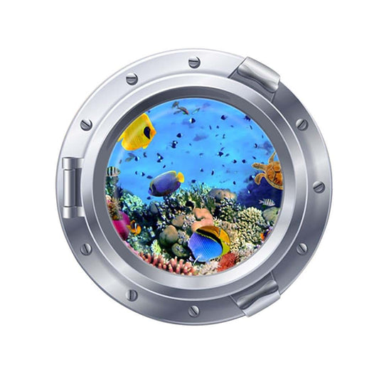 Woodland Arts 3D Undersea Tropical Fish Porthole Wall Decal Sticker