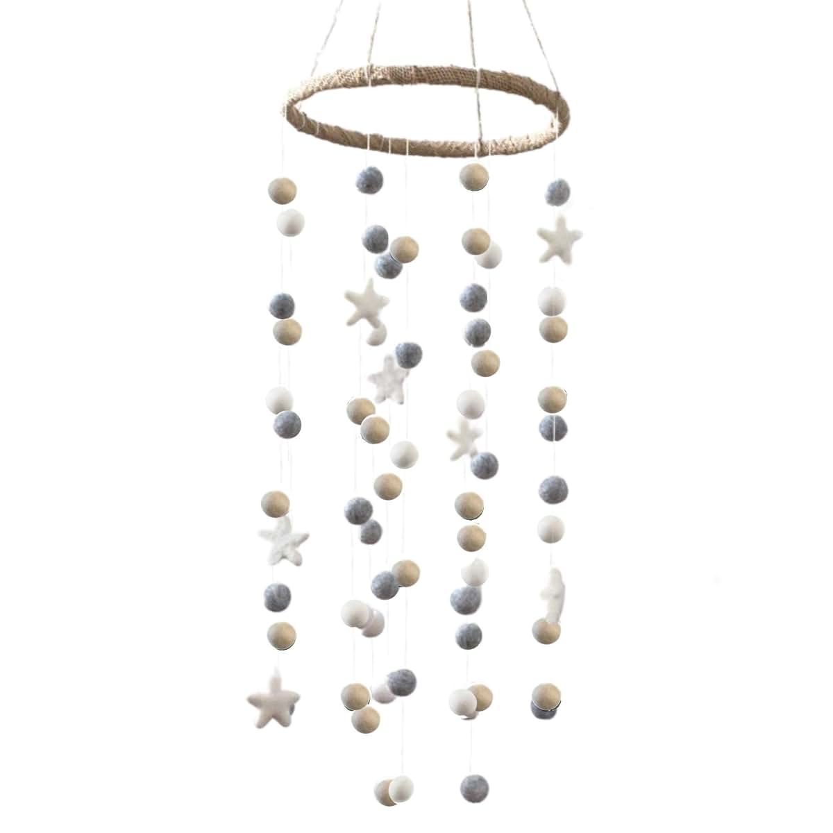 Matthew + Mae Felt Ball & Star Nursery Ceiling Mobile - Large