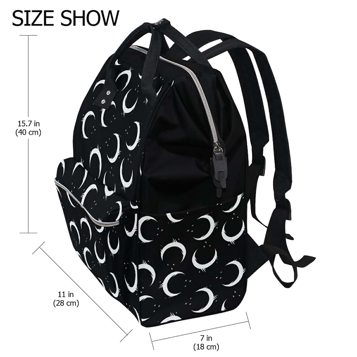 Moon Gothic Print Diaper Bag Backpack for Travel and Baby Care