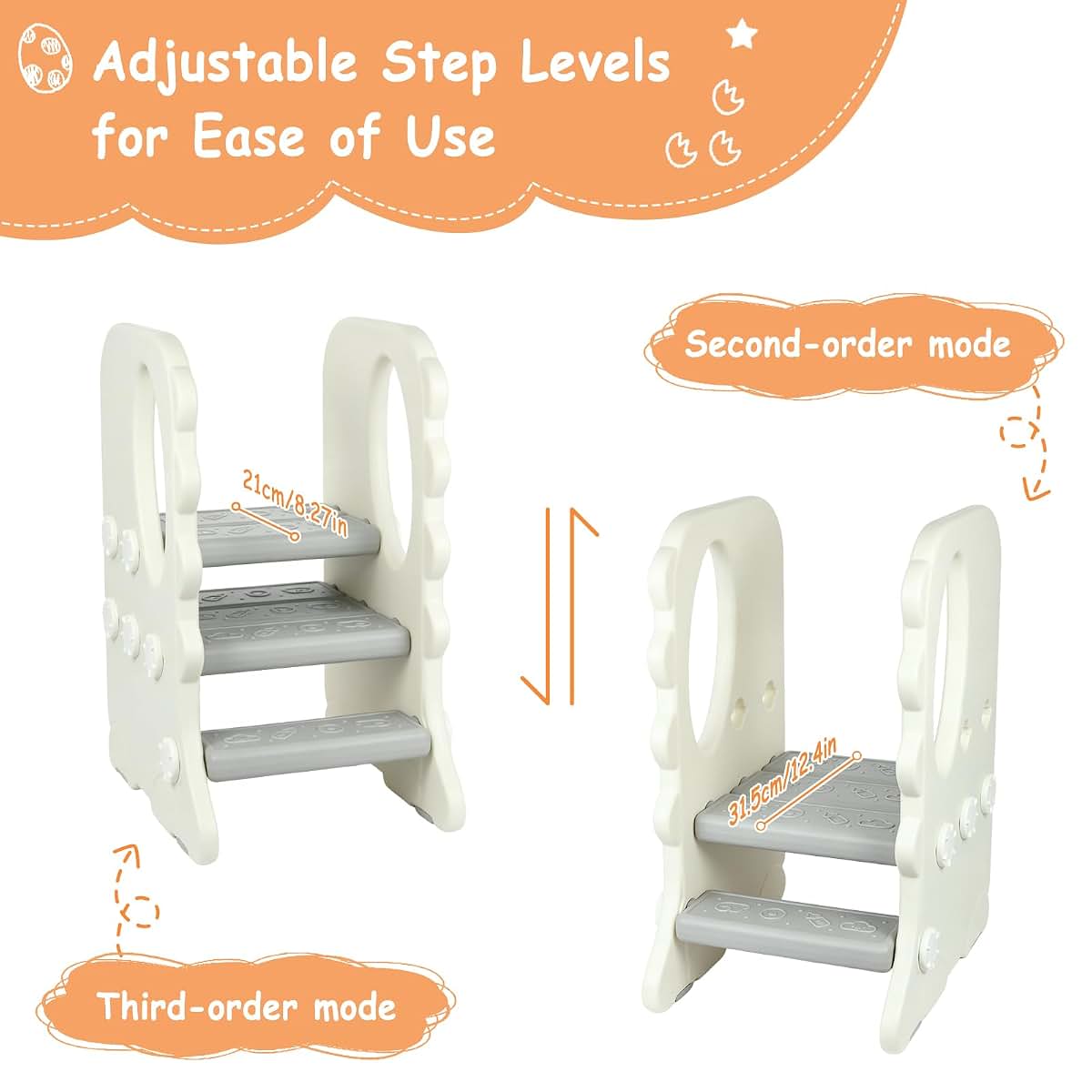 BIGOU Toddler Step Stool for Bathroom Sink, Adjustable 3 Step Stool for Kids | Toilet Stool Potty Training, Kitchen (photo 2)