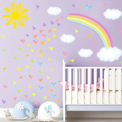 IKEYU Colorful Rainbow Wall Stickers And Watercolor Heart Decals