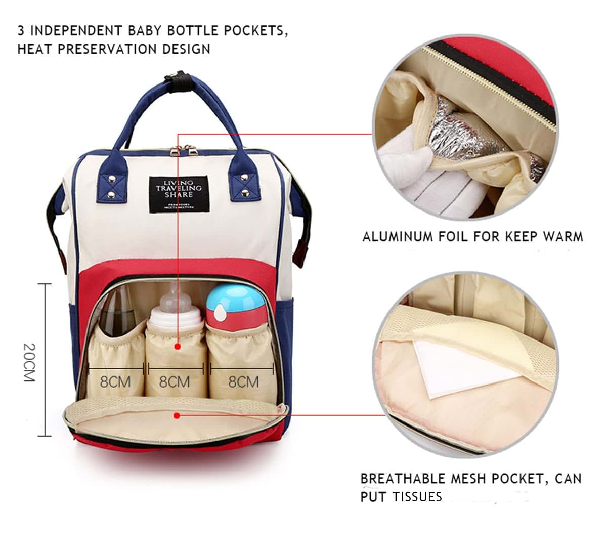 YYFRIEND Multi-Function Large Capacity Mother and Baby Bag Diaper Bag Mummy Backpack Baby Bottle Insulation Bag (photo 4)