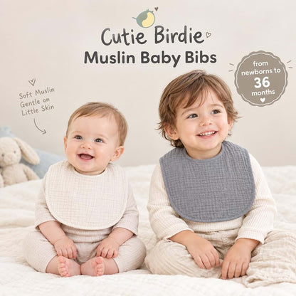 Cutie Birdie Muslin Baby Bibs 4-Pack in Blue Tones (photo 3)
