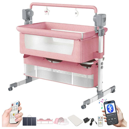 Electric Bluetooth Smart Bassinet for Co-Sleeping and Convertible Crib Sleeper