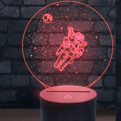Jinnwell 3D Spaceman Astronaut Night Light Lamp Illusion Led 7 Color Changing Touch Switch Table Desk Decoration Lamps