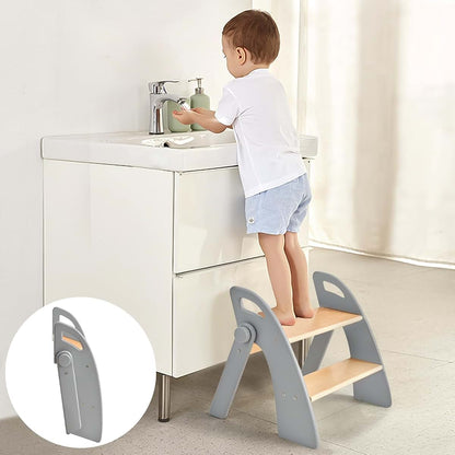 BabyOneStop Wooden 2 Step Stool for Kids Bathroom Sink