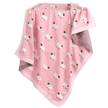 Kirmoo Baby Cute Sheep Blanket Knit Cotton Toddler Blanket