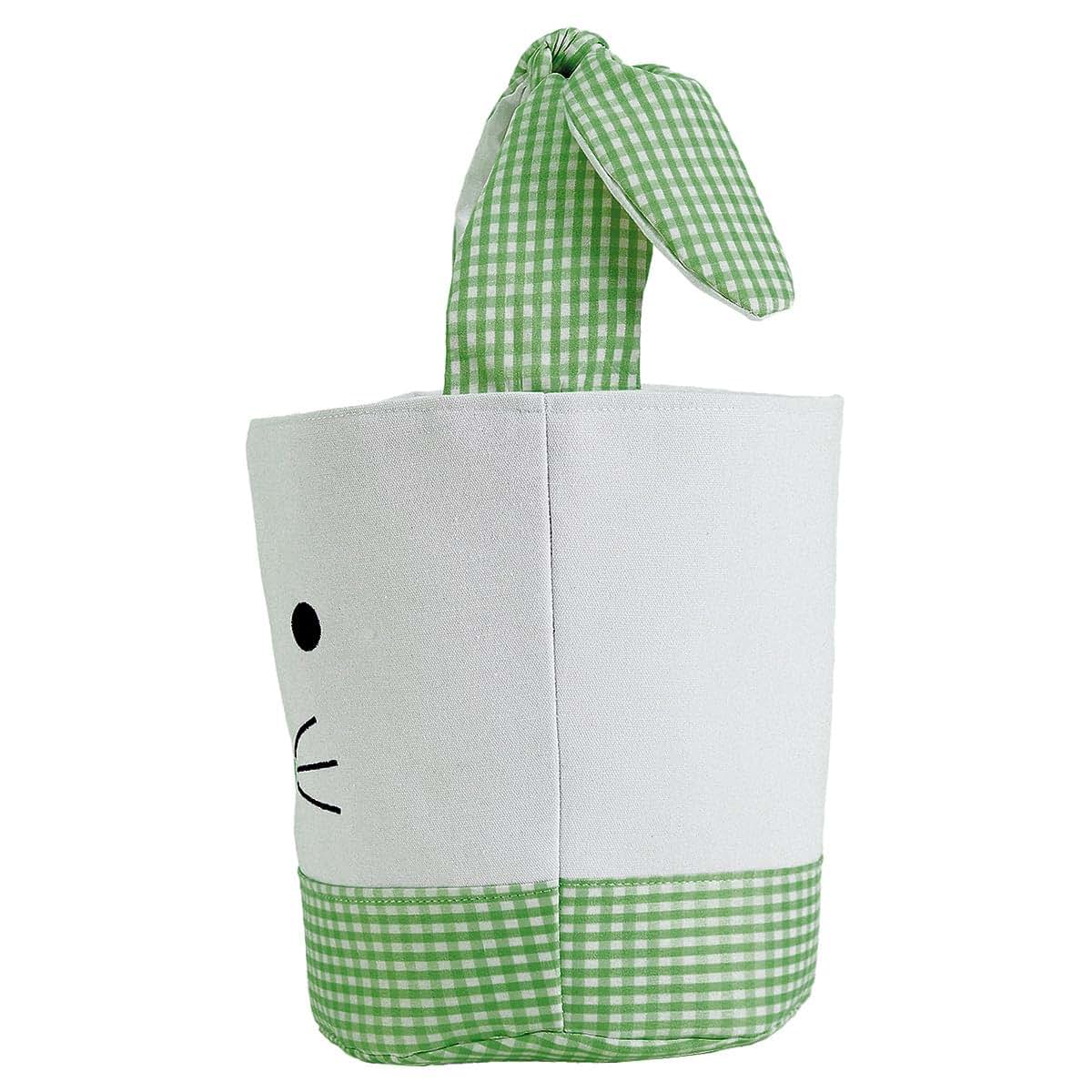 Lillian Vernon Personalized Kids Green Gingham Easter Bag - 10" Diameter x 10.5"Tall, 100% Polyester Easter Basket, Add (photo 3)