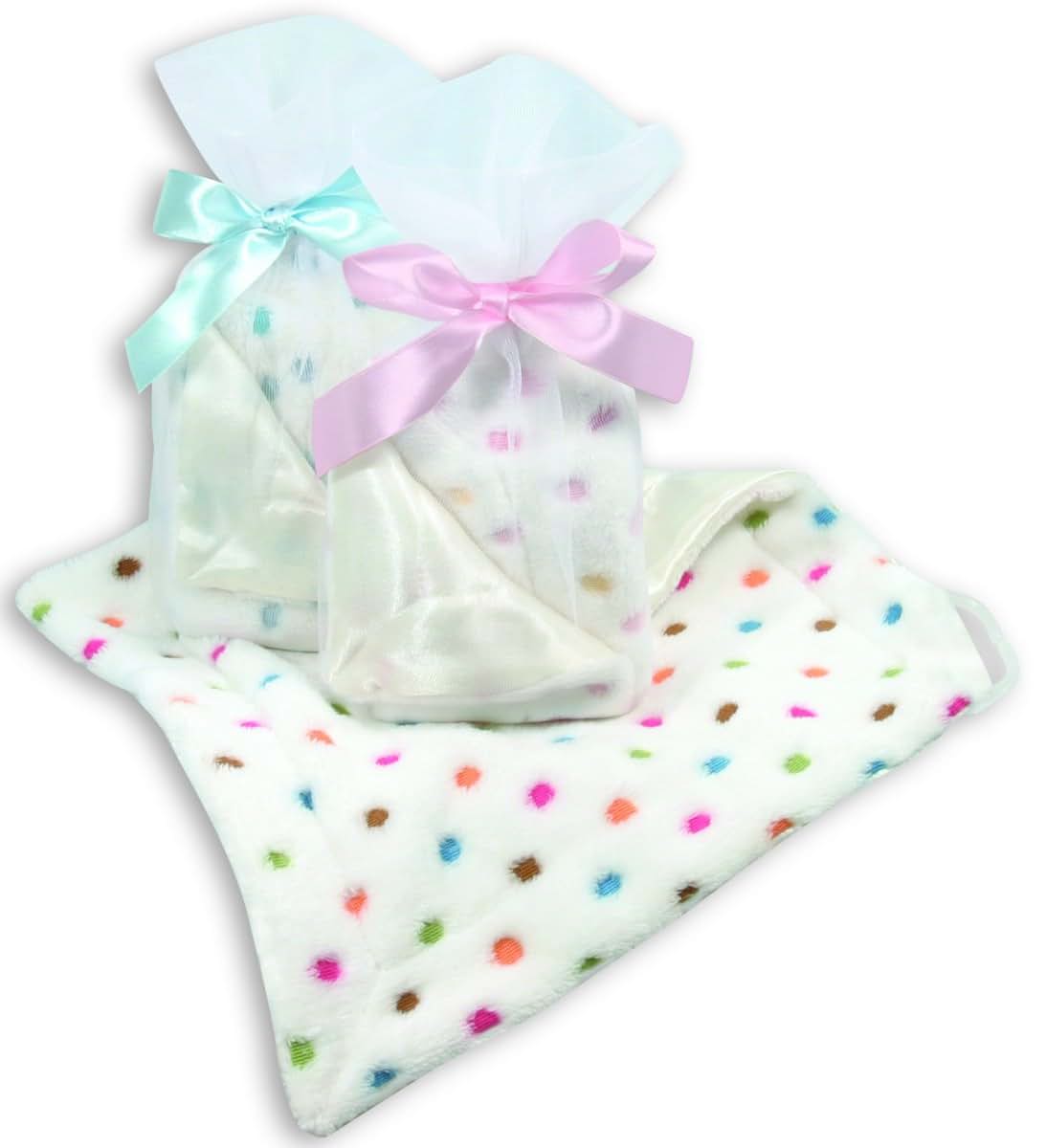 Stephan Baby Ultra Soft Plush Fleece Blankie, Blue Pastel Polka Dots (photo 2)