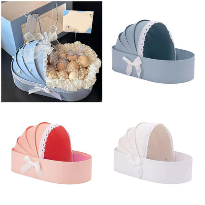 Vdaxvme Baby Showers Empty Flower Basket Gift Box Cradle Shape Hamper Basket For Baby Showers Wedding Floral