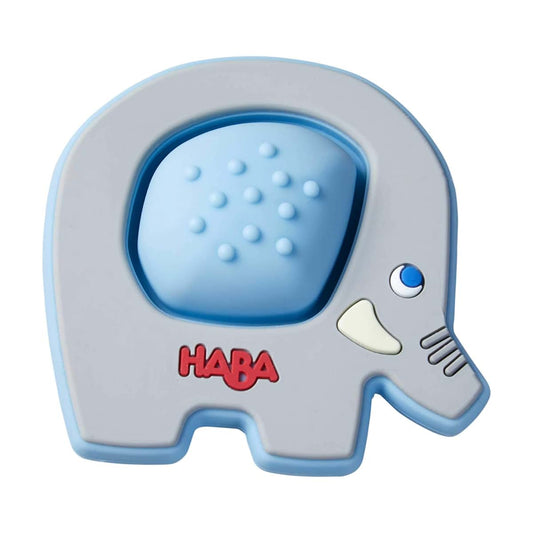 Haba Popping Elephant Silicone Teether Ring & Sensory Grasping Toy