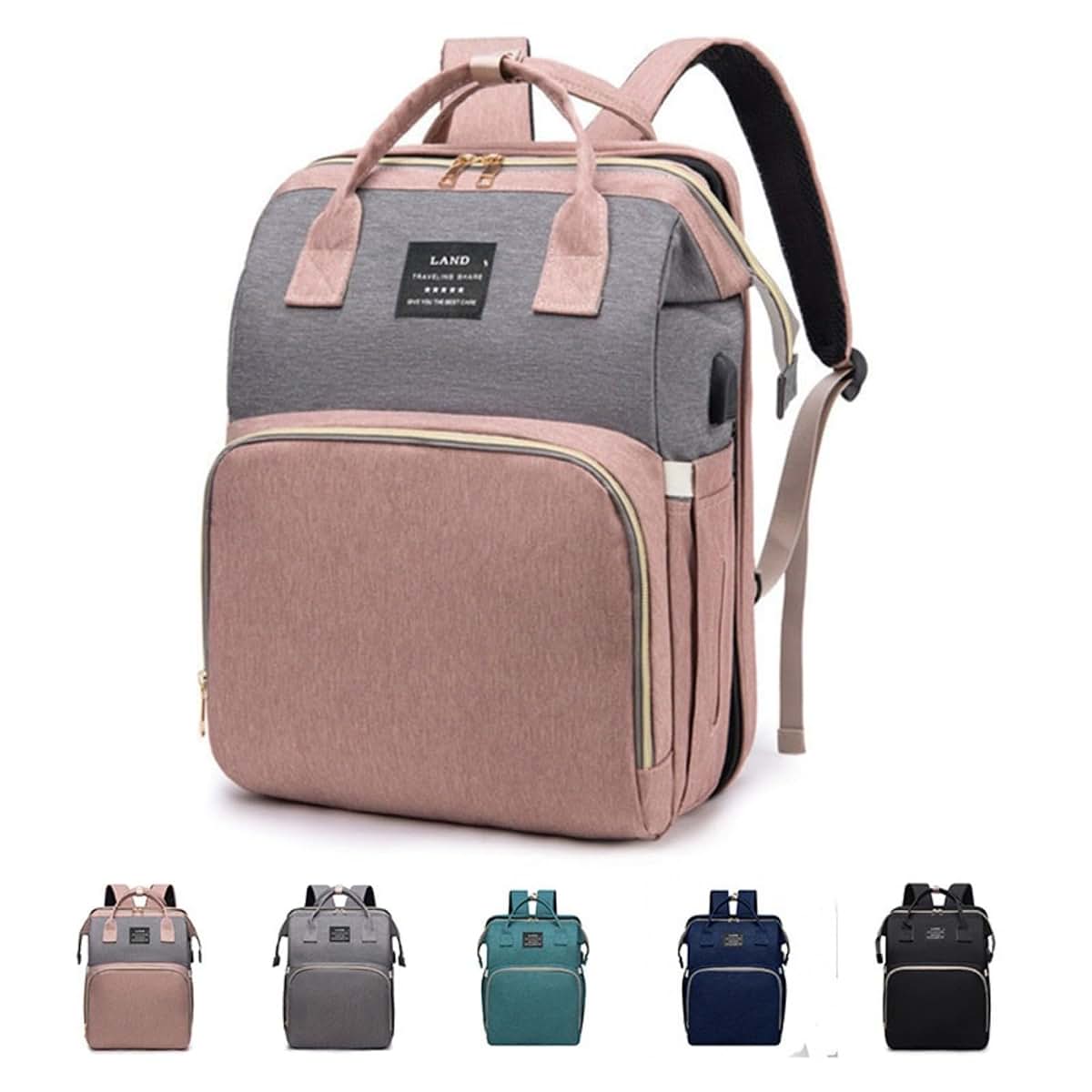 MCAOHUIGA 3-in-1 functional mommy travel bag with diaper changing station, large capacity baby backpack for moms (photo 2)