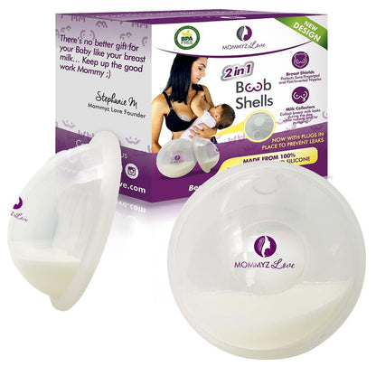 Mommyz Love Breast Shells & Milk Catcher with Plugs, 2 Pack