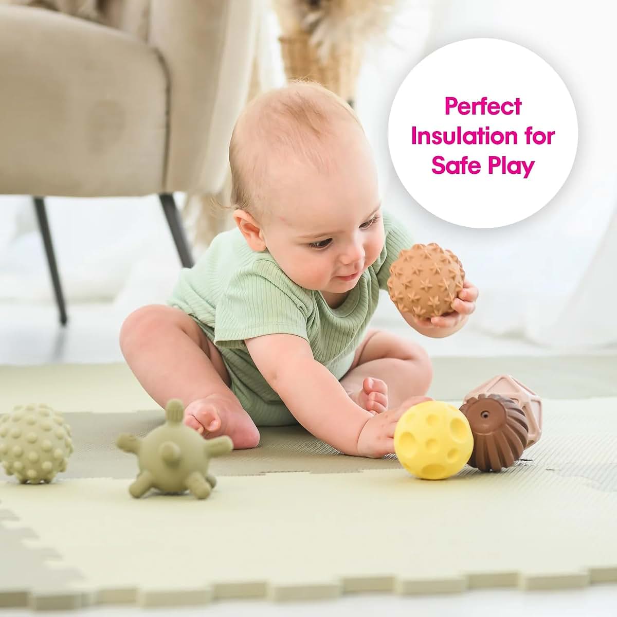 Edushape Edu-Tiles Foam Play Mat - Boho Chic Interlocking Floor Mats