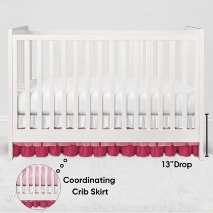 Bacati - Mix N Match Solid 3 Layer Ruffled Crib Skirt (White/Pink/Fuschia) (photo 4)