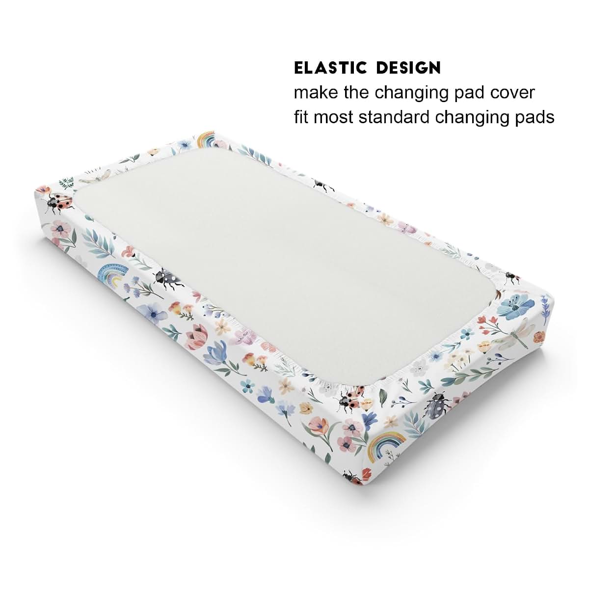 Hwmmbh Spring Garden Floral Rainbow Changing Pad Cover