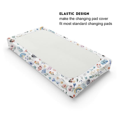 Hwmmbh Spring Garden Floral Rainbow Changing Pad Cover