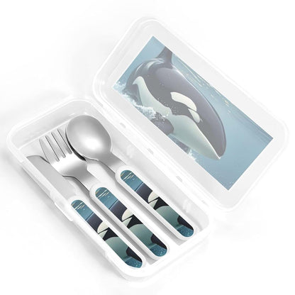 LHDGBNV Stainless Steel Kids Silverware Set With Orca Whale Design (photo 4)