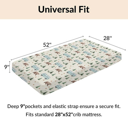 Cstdyfrv Camp Bear Bus Baby Crib Sheets Vintage Wild Bear Hiking Adventure Bedding (photo 4)