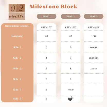 Mamimami Home Monthly Baby Milestone Blocks Set of 3 Wooden Photo Props