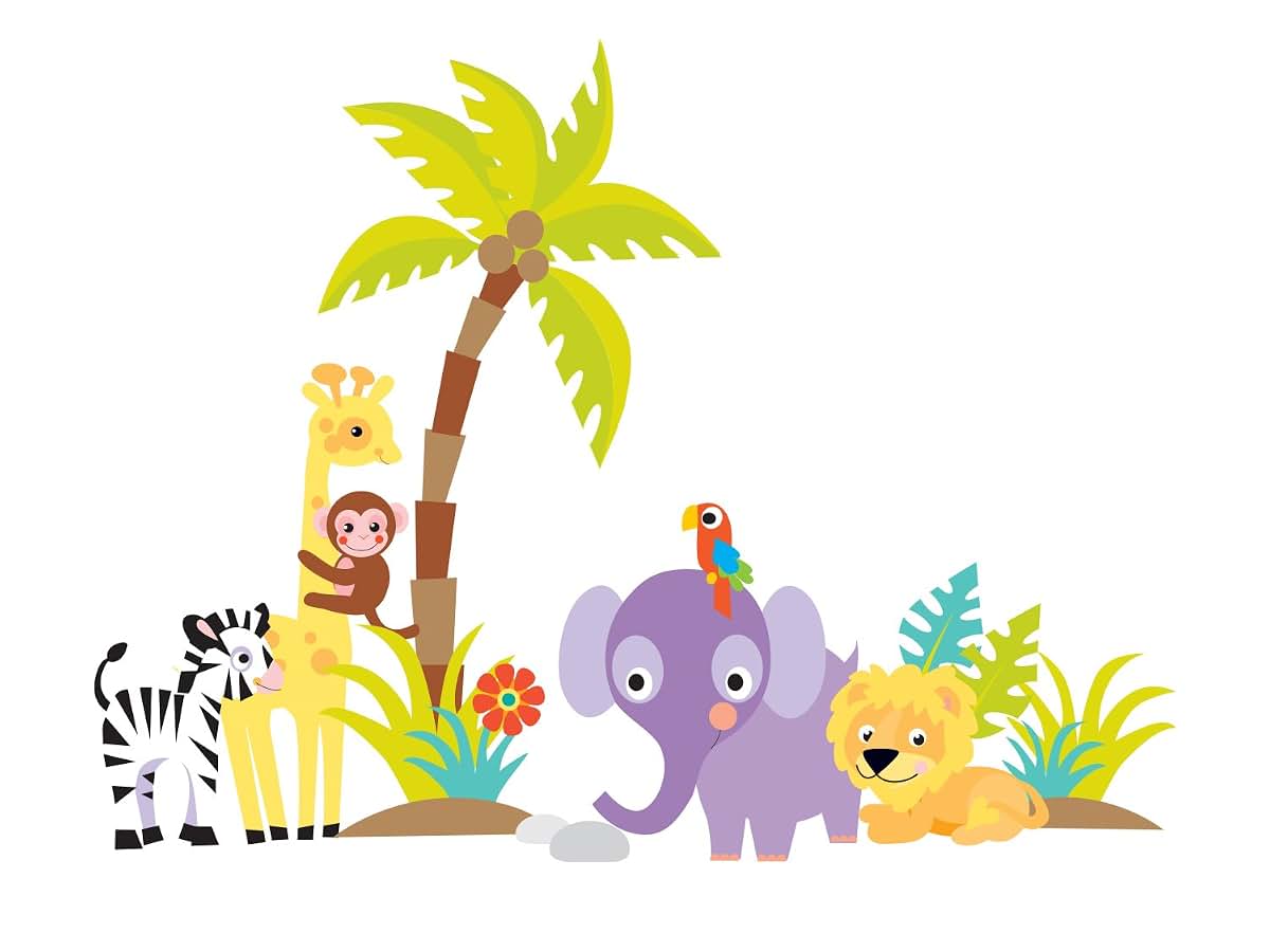 Sunny Decals Safari Fabric Wall Decals With Jungle Animals
