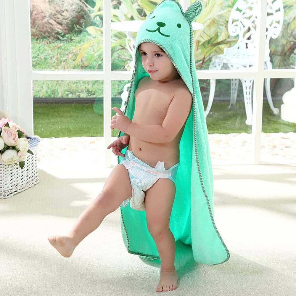 BayLeo Baby Hooded Toddler Towel with Bear Ear- Soft and Thick 100% Cotton Bath Set for Kids Girls Boys Infant and