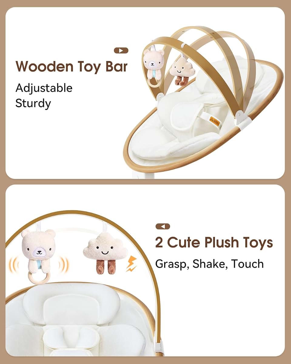 BabyOneStop Electric Infant Swing with 5 Speed Modes and Bluetooth