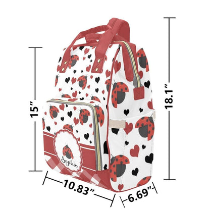 NZOOHY Red Ladybird Personalized Diaper Bag Backpack,Custom Name Diaper Backpack Baby Nappy Bag Mommy Bag for Boys (photo 3)