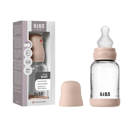 BIBS Glass Baby Bottle, 120 ml, with Silicone Nipple