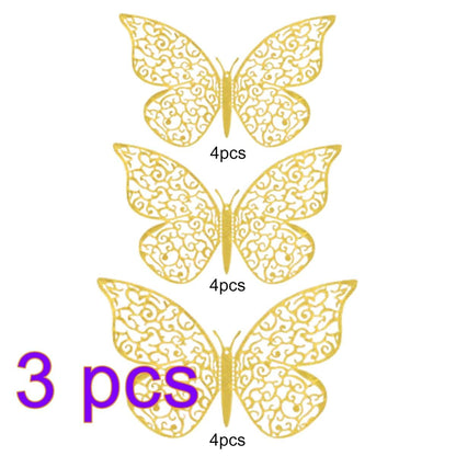 Rncoze 36 Pcs 3D Butterfly Wall Stickers In Gold (photo 2)